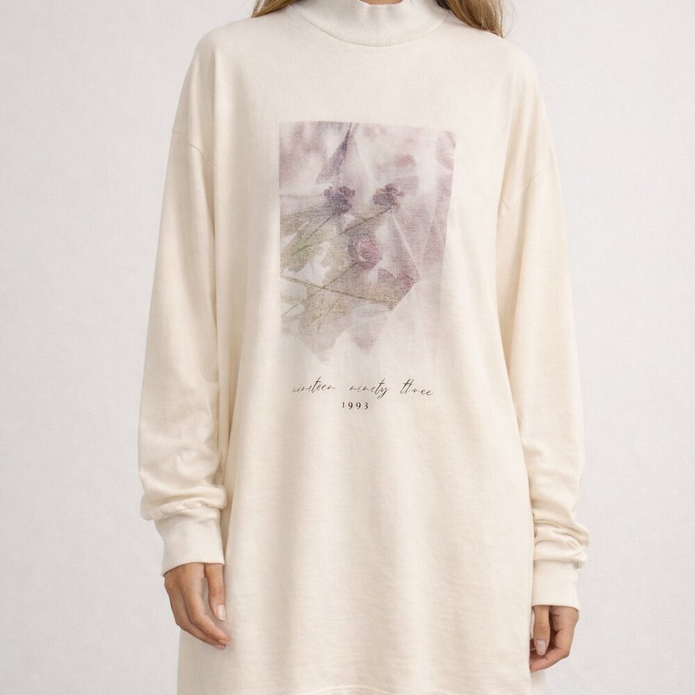 ASOS Design Oversized Mock Neck Graphic Sweatshirt Dress Size 10